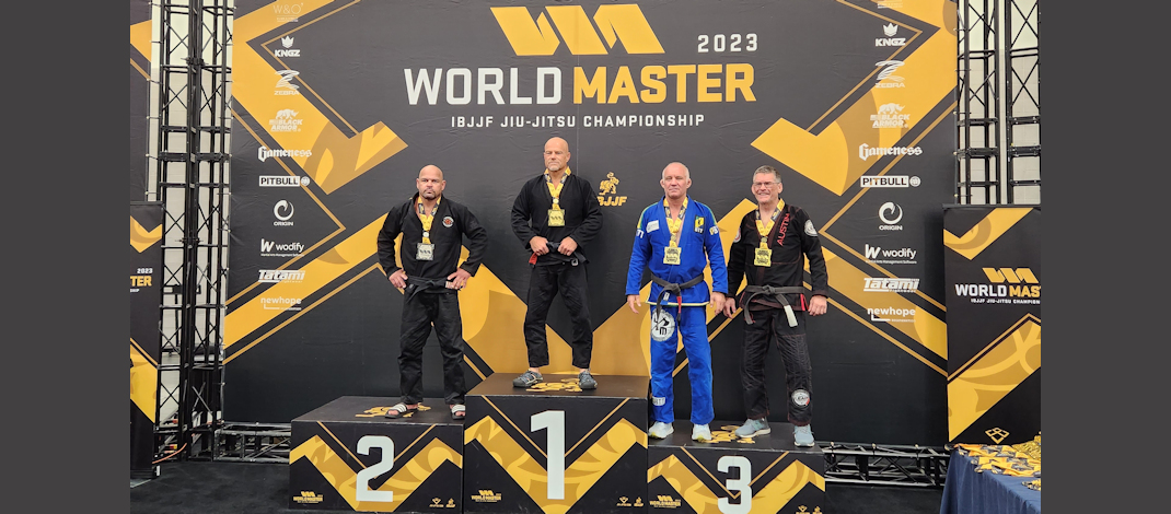 Silverbacks compete at IBJJF World Master tournament. Head instructor wins third World title at black belt!